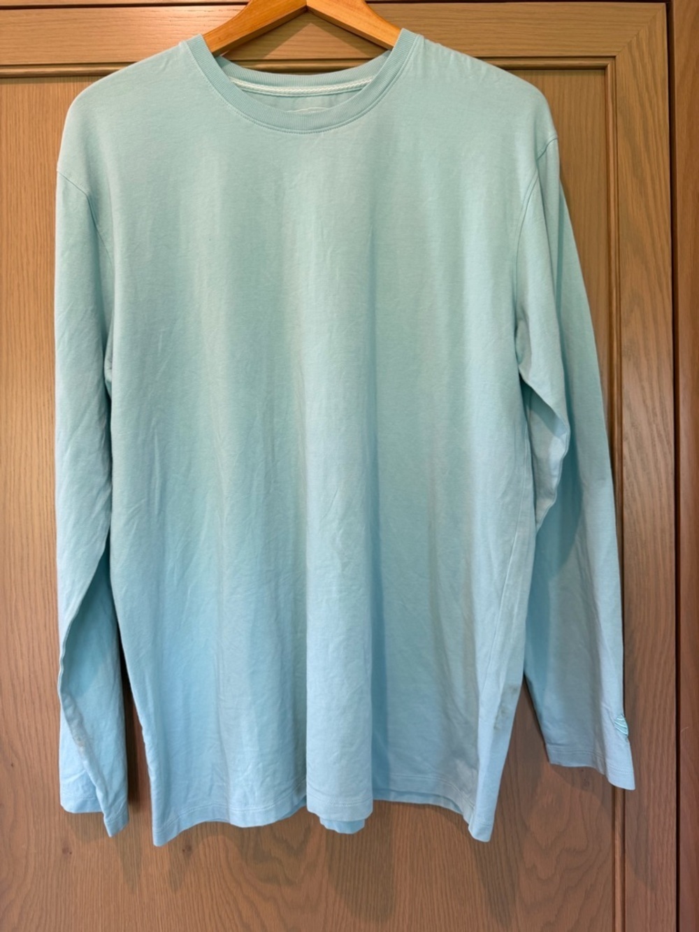 Coolibar Men's Long-Sleeve Crewneck Shirt - Aqua Blue UPF 50 / medium